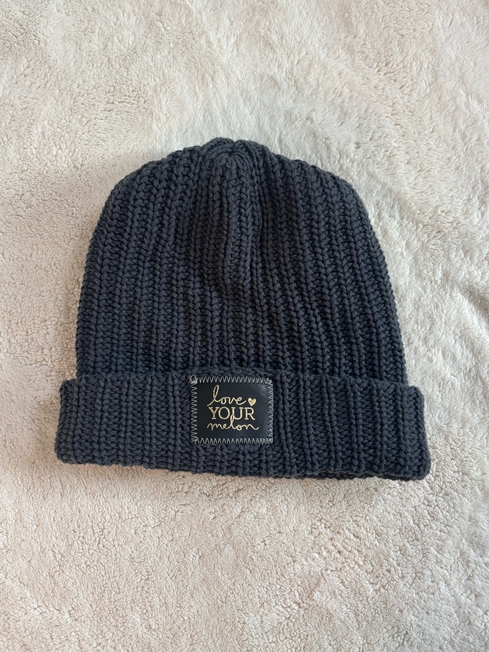 Love Your Melon Charcoal Chunky Knit Cuffed Beanie